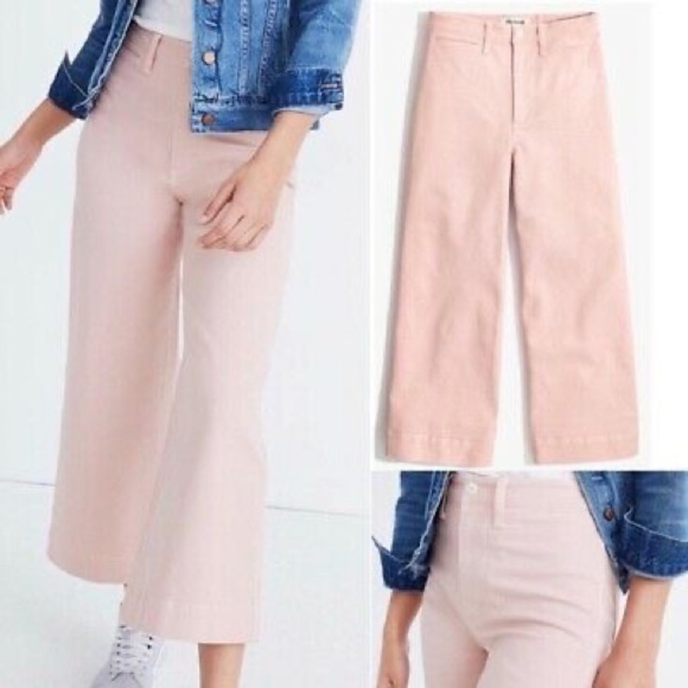 NWT Madewell Emmett high wide leg crop PinkOyster